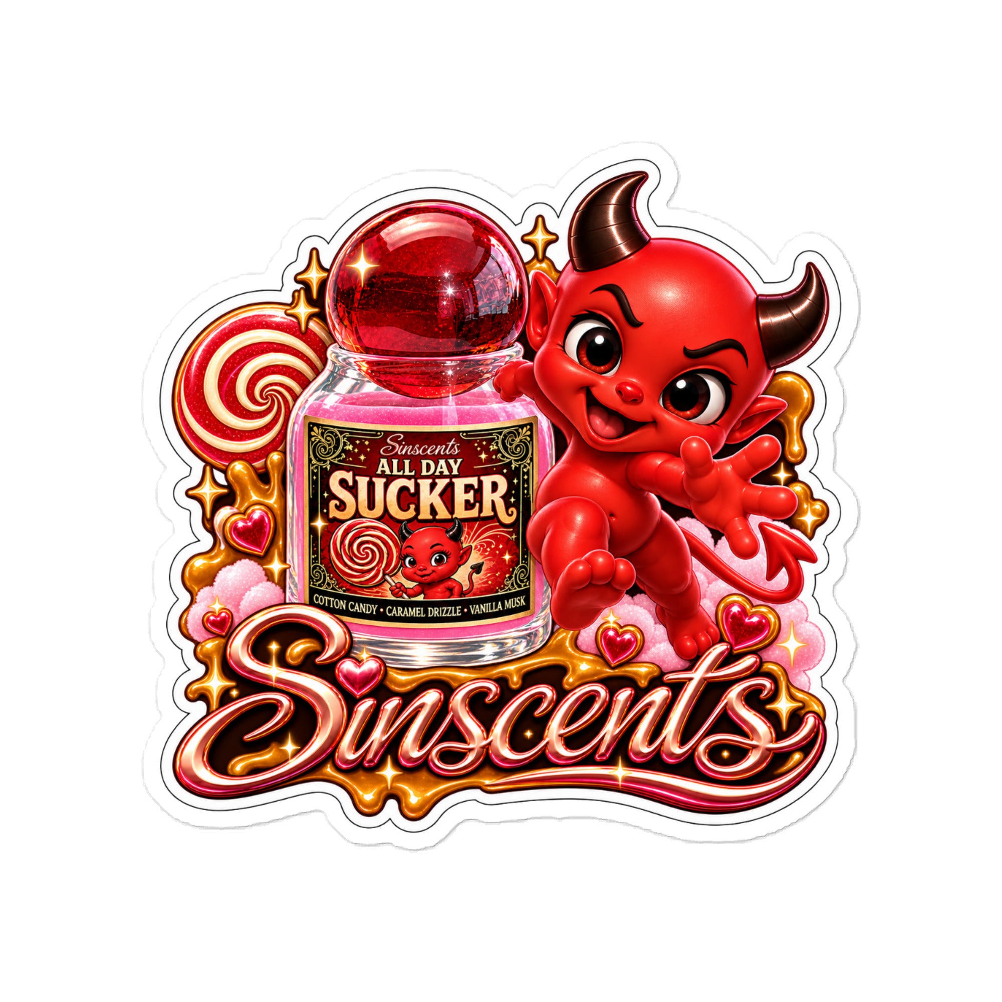 Sinscents All Day Sucker die-cut Jynx sticker